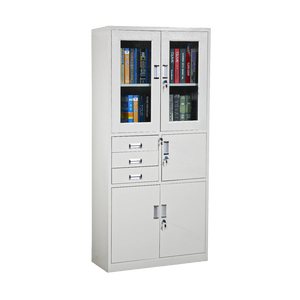 Armoire de classement en acier au design moderne, <span class=keywords><strong>3</strong></span> <span class=keywords><strong>tiroirs</strong></span>, coffre-fort, démontable, 2 portes battantes en verre, personnalisable pour la maison, le <span class=keywords><strong>bureau</strong></span>, l'entrepôt, la chambre - Product Image 4