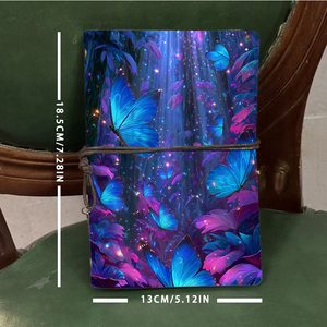 Bloc de notas A6 adecuado para <span class=keywords><strong>anotaciones</strong></span> de guión de estudiantes de teatro y horarios de ensayo con mariposas azules hojas moradas Spar - Product Image 4