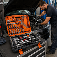 151 pièces outils à main CR-V pour réparation automobile jeu de douilles de 1/4 pouces clé dynamométrique à cliquet Combo pour usage domestique Support personnalisable OEM