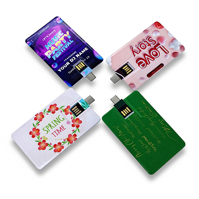 Credit Card Shape OTG Type-C USB 2.0 Flash Drive 4G-128G Customized Printing Business Card New Plastic 3-Year Warranty