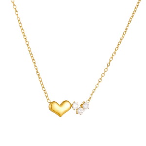 Heart-Shaped Zirconium Pendant Necklace Gold Plated Stainless Steel Clavicle Chain Everyday Wear French Light Luxury Style - Product Image 5