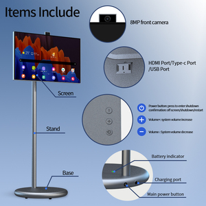 27 Inch Màu Xám 6GB + 128GB Thông Minh <span class=keywords><strong>TV</strong></span> Trên Bánh Xe Di Chuyển Sạc LED Hiển Thị Được Xây Dựng Trong Pin Loa Tương Tác Di Động <span class=keywords><strong>TV</strong></span> - Product Image 5