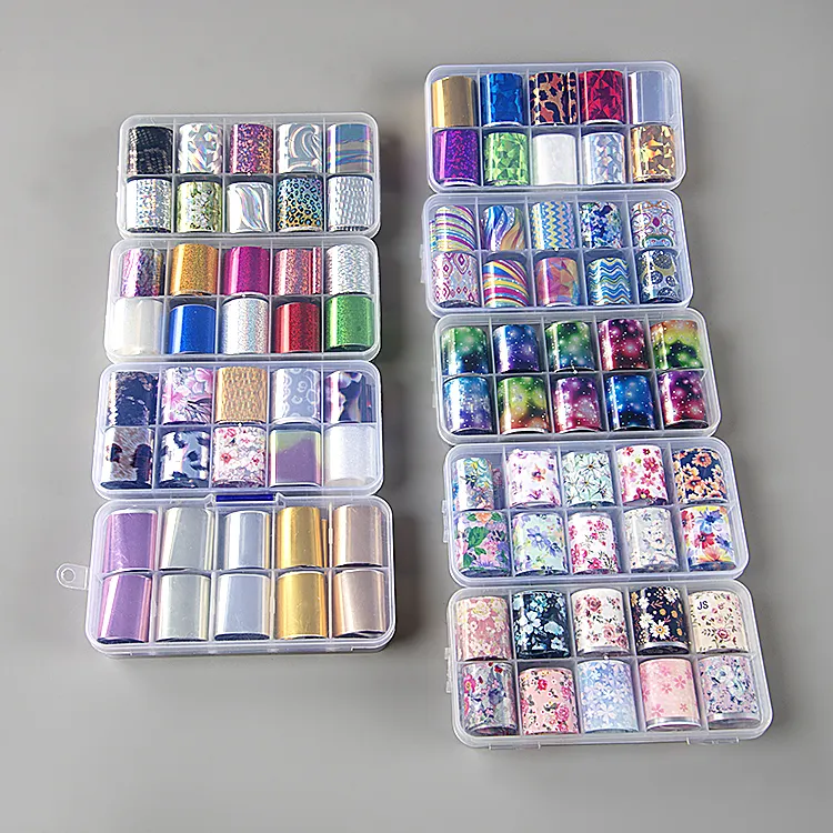 beautiful nail foil shiny quality finger nail foil paper wraps roll holographic transfer decals nail sticker