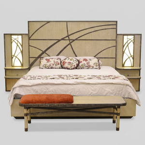 Wooden Queen Size <b>Platform</b> <b>Bed</b> <b>Frame</b> with Headboard and Side Tables <b>Bed</b> Set Modern Bedroom Furniture MDF Panel - Product Image 1