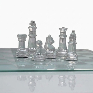 水晶玻璃国际象棋套装 35/25/20cm 磨砂/透明棋子 7.5cm 国际象棋棋子 环保防滑垫 - Product Image 6