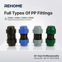 Harga Pabrik Fitting Kompresi PP Permukaan Halus Tekanan Tinggi BSP Quick Compression Fitting Coupling untuk Pipa Plumbing