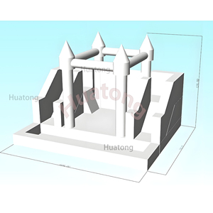 Castello Gonfiabile Commerciale da Esterno Bianco con Doppio Scivolo 5x5m per Matrimoni Combinato con Scivolo Acquatico e Vasca di Palline - Product Image 5