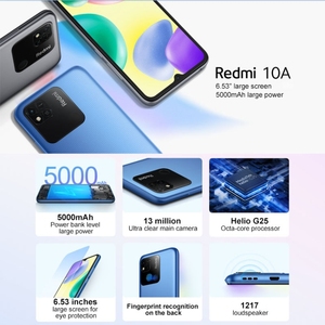 6.53นิ้ว MIUI 12.5 MTK Helio G25 OCTA Core 5000mAh ซิมคู่ Xiaomi <span class=keywords><strong>redmi</strong></span> 10A สนับสนุน Google Play - Product Image 4