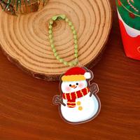 Porte-clés en acrylique avec pendentif de personnage de Noël imprimé en dessin animé mignon avec chaîne à perles pour la décoration de sac