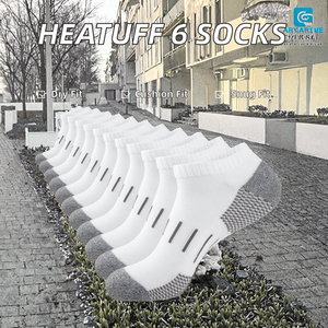 Chaussettes de sport tricotées rayées pour hommes Heatuff, à coupe basse, avec absorption de l'humidité, coussinets de <span class=keywords><strong>compression</strong></span>, pour la course, lot de 6, ODM - Product Image 4