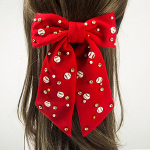 Wholesale Women's Glitter Fabric Hair <b>Clips</b> Star <b>Bow</b> & Baseball Barrette Hair Decoration for Wedding Prom Valentine's Day - Product Image 1