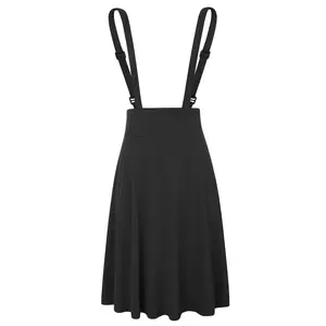 OEM Women's Vintage Flared A-Line Pinafore Solid Color <strong>Suspender</strong> <strong>Skirt</strong> for Women - Product Image 1