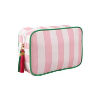 Nouvelle Trousse de Maquillage MELI Rayée en Polyester 7 Pouces Respirante Ultra Légère Tendance Transfrontalière pour Voyage et Usage Quotidien