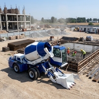 Mini Mezcladora de Concreto Autocargable con Tolva de Cemento, Camión Mezclador Móvil para Canales de Riego y Construcción de Hormigón