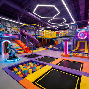 Équipement de terrain de <span class=keywords><strong>jeu</strong></span> intérieur personnalisé sur le thème cyberpunk 3D gratuit pour enfants avec piscine à balles, toboggans LED et structures d'escalade - Product Image 1