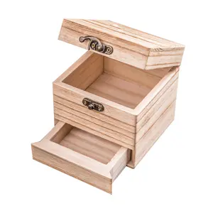 Wholesale In Bulk Hinged Square Luxury Fancy Ring Jewelry Packaging Storage Wood Crafts Gift Wooden Box with Custom Logo