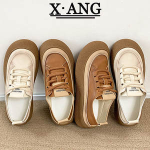 Baskets blanches à semelle épaisse pour femmes, mocassins décontractés en cuir souple antidérapants pour le printemps/été, nouvelles chaussures de marche - Product Image 5