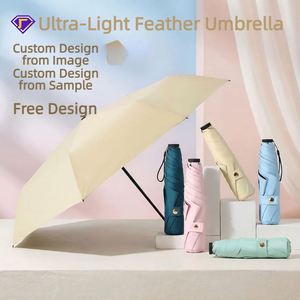 Parapluie compact anti-UV UPF50 noir ultra-léger 143g, pliable en 3 sections, avec logo personnalisé OEM, pour femme, idéal pour les voyages. - Product Image 2