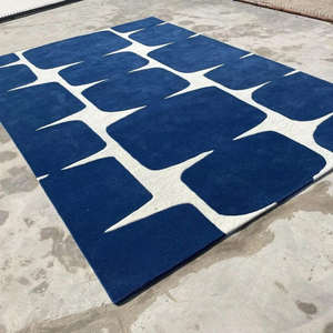 Tapis de luxe moderne à motif géométrique, tufté à la main en laine, lavable, pour salon, chambre, maison et bureau, idéal pour les pique-niques - Product Image 4