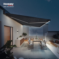 Hooeasy Extérieur Jardin Balcon Patio Toit Électrique Bras Pliant Auvent Cassette Complète Automatique Motorisé Auvents Rétractables