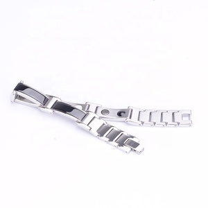 <span class=keywords><strong>BioMag</strong></span>-pulsera biomagnética de acero inoxidable para hombre, brazalete minimalista ajustable con placa negra, para terapia magnética - Product Image 5