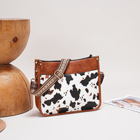 Nouveau Design Lady Cow Print sac à bandoulière en cuir Pu grande capacité guitare larges bretelles femmes sacs de messager sacs fourre-tout de luxe