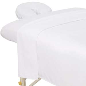 Drap plat et drap-housse de table de massage SPA en microfibre blanc doux et bon marché de gros - Product Image 1