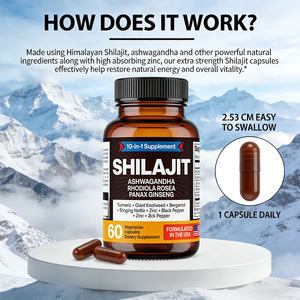 Compléments alimentaires à base de plantes 10 en 1 Shilajit Ashwagandha Rhodiola Rosea <span class=keywords><strong>Ginseng</strong></span> Panax <span class=keywords><strong>Ginseng</strong></span> Extra Strength 60 capsules - Product Image 5