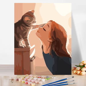 Venta caliente al por mayor dibujo pintura DIY pintura al óleo lienzo Kits pintura por números para adultos niños con pinceles - Product Image 2