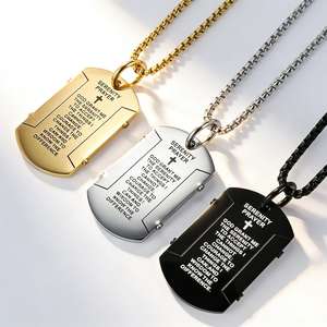 <b>Titanium</b> Steel Military Tag Necklace For Men Serenity Prayer Pendant Stainless Steel <b>Chain</b> Street Style Fashion Accessory - Product Image 1