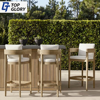 Chaises de bar et de salle à manger d'extérieur TOP GLORY, en corde et teck, modernes, résistantes aux intempéries, faciles à nettoyer, non pliables