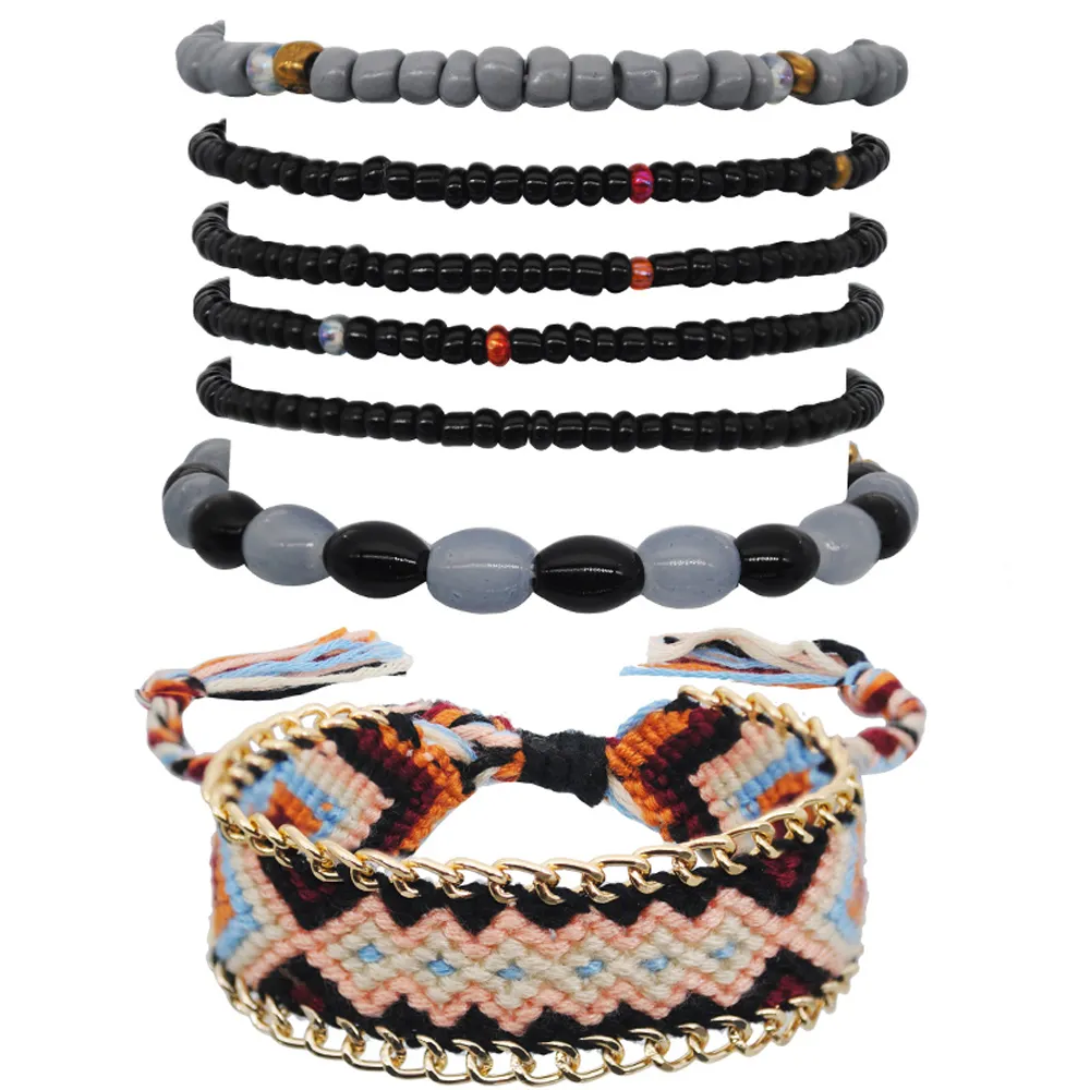 Handmade Woven Braid Multilayer Samen perle Großhandel Armband benutzer definierte Quaste Stoff Armbänder auf raffinierten Bohemian