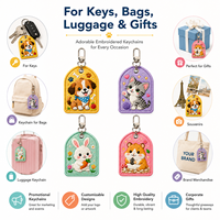 Porte-clés personnalisé brodé en tissu, motif lapin et hamster Kawaii, pour décoration de sac, cadeau de compagnie, vente en gros OEM, articles promotionnels