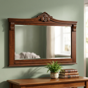 Antique Asian Solid Wood <b>Mirror</b> Carved Teak Wood Furniture for Living Room Home Decor GABE ART FURNITURE 170x95x6cm - Product Image 3