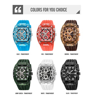 Chronographe sportif, boîtier PC irrégulier de grande taille, cristal en résine, quartz, résistant à l'eau 3 BAR, fonction chronomètre, disponible en plusieurs coloris