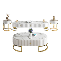 Table basse en marbre de style nordique, combinaison de meuble TV, support TV, longueur 200 cm, plateau élégant