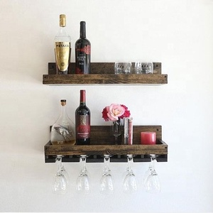 <span class=keywords><strong>Porta</strong></span> Botellas de Vino Flotante de Madera Personalizado, Montado en la Pared, Estilo Contemporáneo, con Estantes de Almacenamiento para Bares y Fiestas, Regalo Empresarial Portátil - Product Image 2