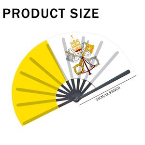 Abanicos Plegables de Plástico con la Bandera del Vaticano al por Mayor, Abanico de Mano para Carnaval, Boda, Festival, Fiesta, Agencia de Viajes - Product Image 2
