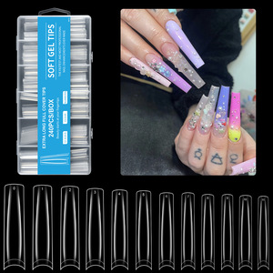 JIEYU Faux ongles carrés effilés en acrylique transparent à couverture complète, à presser, pour DIY et salons professionnels - Product Image 4