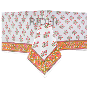 Trending 2025 Baby Blue & Pigeon Green Indian Handmade Floral Printed Cotton Customizable Reusable Modern Home <b>Table</b> <b>Cover</b> - Product Image 4