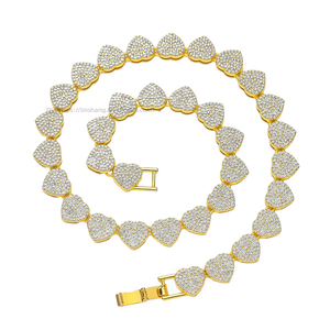 Heart Shaped With Diamonds <b>Cuban</b> Necklace Hip Hop Bracelet Hipster Tanjing Fashion Lijing Necklace - Product Image 1