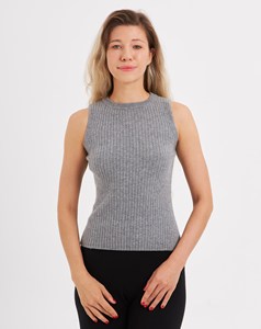 Gilet en cachemire pur à 100 % pour femme, col rond, tricoté plat, sans manches, style décontracté et chic pour l'hiver - Product Image 5