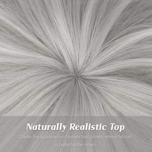 Peluca Sintética Pixie Cut de <span class=keywords><strong>Color</strong></span> Raro, Gris <span class=keywords><strong>Platino</strong></span>, Corte Corto con Flequillo, Sin Pegamento, Ondulada en Capas, Gris Abuela, para Mujeres y Hombres - Product Image 5