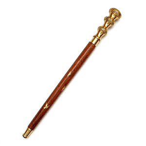 Bastón de Madera Hecho a Mano con Empuñadura Metálica Ornamentada, Estilo Vintage, Elegante Bastón de Caballero Decorativo - Product Image 1