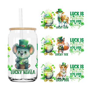 St. Patrick's Day Tiere 16OZ UV DTF Cup Wrap Transfers Aufkleber Benutzer definierte Etiketten DIY Wasserdichtes Logo für Libbey Glasdose - Product Image 1