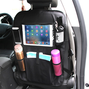 Bolsa de almacenamiento para respaldo de asiento de coche, 8-11 compartimentos, tela Oxford, color negro, para iPad y portavasos, ajuste universal - Product Image 3