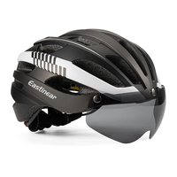 Casque de vélo avec visière magnétique intégrée approuvé CE CPSC, feu arrière rechargeable, casque de cyclisme pour adultes, casque de vélo de route pour extérieur