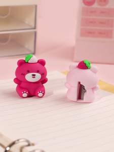 Barato al por mayor de plástico de los estudiantes de dibujos animados agujero manual lindo niños mini Sacapuntas de lápiz - Product Image 3