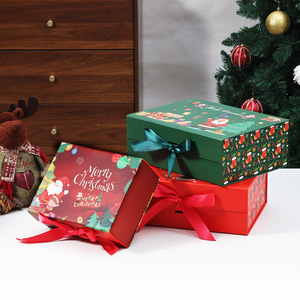 EVERWIN Merry <b>Christmas</b> Rigid Paperboard Gift <b>Box</b> with Ribbon Red Green Holiday Design Four Color Printing Recyclable Packaging - Product Image 6