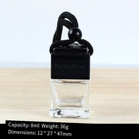 BYPE par PARFUME Bouteilles de parfum de voiture en verre de forme carrée Pendentif 8ml Parfum Vide Bouteille de diffuseur de voiture suspendue